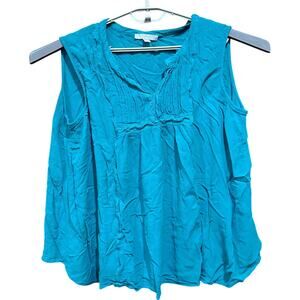 Woman Within Top Plus 1X Green Sleeveless Bohemian Hippie Prarie Casual SNAGS